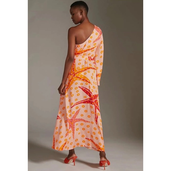 Anthropologie One-shoulder Starfish Maxi Dress By Farm Rio - Picture 4 of 7